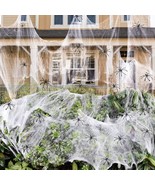 1400 sqft Halloween Spider Webs Decorations with 150 Extra Fake Spiders ... - $39.71