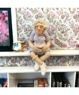 D Manning Clay Figurine Old Lady Playing Cards Shelf Sitter Limited Edition - £11.67 GBP