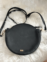Collection XIIX Black Leather Pocket Adjustable Strap Round Crossbody Bag - $28.71