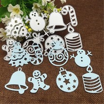 Christmas Tree Bell Gingerbread Man Candle Snowman Bauble Metal Cutting Dies - £8.71 GBP