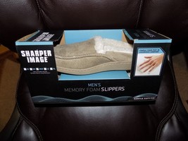 Sharper Image Brown Memory Foam Slippers Size M Men&#39;s NEW - £15.42 GBP