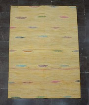 Yellow 4x6 ft  Swedish Handmade Scandinavian Flat weave Silk Kilim rug - £157.78 GBP