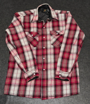 Saddle King Men&#39;s Vintage Red Plaid Flannel Lined Western Shirt Pearl Snaps - £27.20 GBP