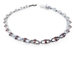 925 Silver Garnet Bracelet Dainty garnet bracelet 1.50 mm Round - £57.03 GBP+