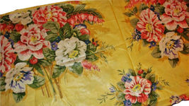 Duralee Yellow Polished Cotton Wexford Bouquet Floral 53 X 90 Tablecloth... - £11.96 GBP