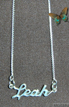 925 Sterling Silver Name Necklace - Name Plate - LEAH 17&quot; Chain w/Pendant - £46.91 GBP