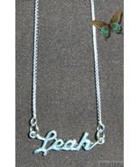 925 Sterling Silver Name Necklace - Name Plate - LEAH 17&quot; Chain w/Pendant - £47.19 GBP