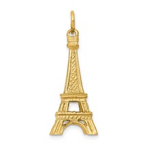 14K Yellow Gold 3D Eiffel Tower Charm Paris Jewelry 30mm x 11mm - £218.50 GBP