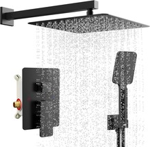 Shower System Modern Rain 12 Inches Brass Shower Faucet Set, 12‘’, Matte Black - £161.30 GBP