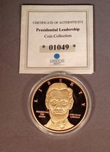 American Mint Presidential Leadership Abraham Lincoln Coin Layered 24k COA #1049 - £18.66 GBP