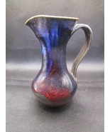 Japanese pottery volcanic ash studio glazed pitcher brown /soft blue red... - $1,199.49 MXN