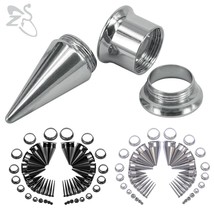 ZS 2pcs 2-20m 2 in 1 Stainless Steel Ear Plugs And Tunnel Fit Interchangeable Ta - £14.85 GBP