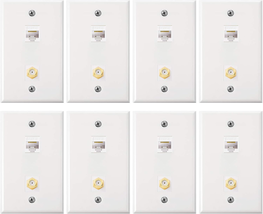 8 Pack Cat 6 Ethernet Wall Plates, Cat 6 Coax Wall Plate with Etherne - $1,026.71 MXN