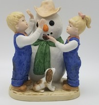 Home Interiors Homco Denim Days Our Snowman Dog #1508 Winter - £20.13 GBP