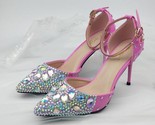 Omens summer sandals pointed toe ankle strap crystal wedding shoes bride thin heel thumb155 crop