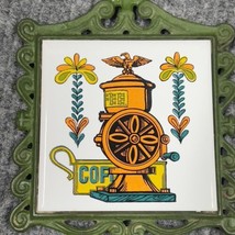 VTG 70’s Art Mark Seven Star Coffee Mill Cast Iron Tile Trivet Hot Plate - £16.67 GBP