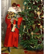 1906 Embossed Christmas Postcard Victorian Santa With A Child At Christm... - $412.83 MXN
