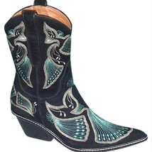 Donald Pliner Western Couture Black Suede Peace Boot Shoe New Intricate ... - $250.00