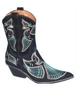 Donald Pliner Western Couture Black Suede Peace Boot Shoe New Intricate ... - $250.00