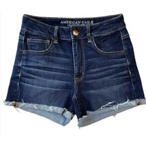 AMERICAN EAGLE Hi-Rise Shortie Super Stretch Rolled Hem Jean Shorts - Si... - $13.86