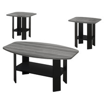 Set of Three 36" Gray And Black Coffee Table With Shelf - $307.49