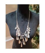 Women&#39;s Layered Silver Chain Necklace With Clear Crystal Drops And Lobst... - $41.12 CAD