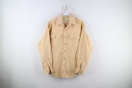 Vintage 70s Streetwear Mens Medium Faded Chamois Cloth Button Shirt Yellow USA - £38.89 GBP