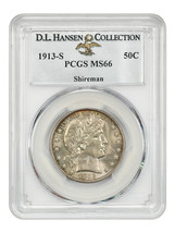1913-S 50c PCGS MS66 ex: D.L. Hansen - £8,996.29 GBP