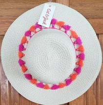 Girls&#39; Orange &amp; Pink Tassels Floppy Hat - Cat &amp; Jack™ Natural Color One ... - $22.44