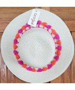 Girls&#39; Orange &amp; Pink Tassels Floppy Hat - Cat &amp; Jack™ Natural Color One ... - £17.73 GBP