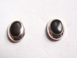 Simulated Black Onyx Oval 925 Sterling Silver Earrings - $6.29