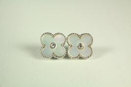 Mini Mother of Pearl Silver Plated Flower Earrings - $30.00