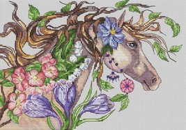 Spring Horse cross stitch blackwork pattern pdf - Rustic cross stitch ho... - $10.65