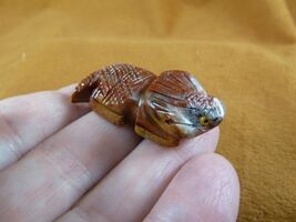 Y-LIZ-HL-20 baby red Horned LIZARD carving SOAPSTONE Peru FIGURINE love ... - $8.99