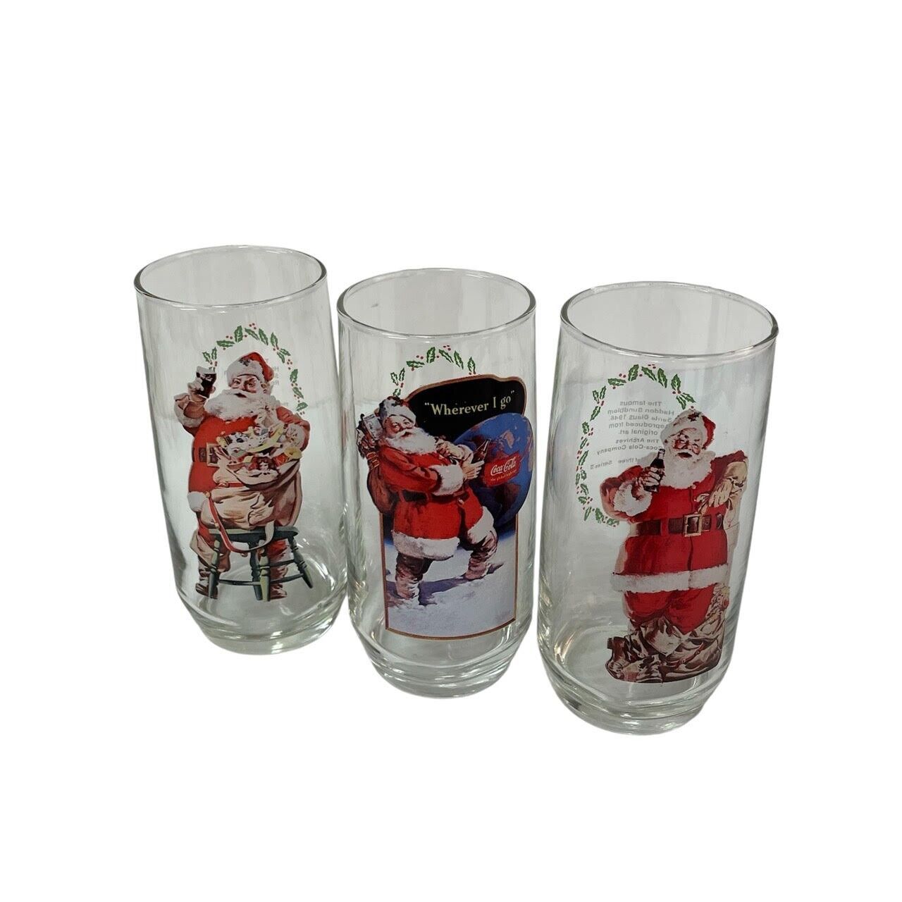 Coca-Cola Haddon Sundblom 1940s Santa Glasses Series II 93761 Complete Set Of 3 - $16.57