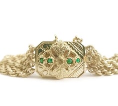 Vintage Green Jade Pendant Multi-Strand Chain Bracelet 14K Yellow Gold, ... - £2,041.30 GBP