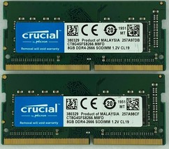 Crucial 16GB (8GBx2) DDR4 2666 (PC4-21300) Sodimm Notebook CT2K8G4SFS826... - $117.11