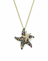 Simulated Diamond Starfish Pendant Necklace 14k Yellow Gold Plated Silver - £88.42 GBP