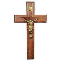 Vintage 20th Century Wooden Crucifix with Christ Figure in Spelter - 2Y189 - $206.90