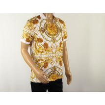 Mens PLATINI Sports Polo Shirt With Rhine Stones Lion Medallion DPP8246 White image 4