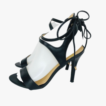 YOKI Black Heel Sandal Ankle Strap Tie Back Stiletto Slate Size 7.5 M  - $39.99