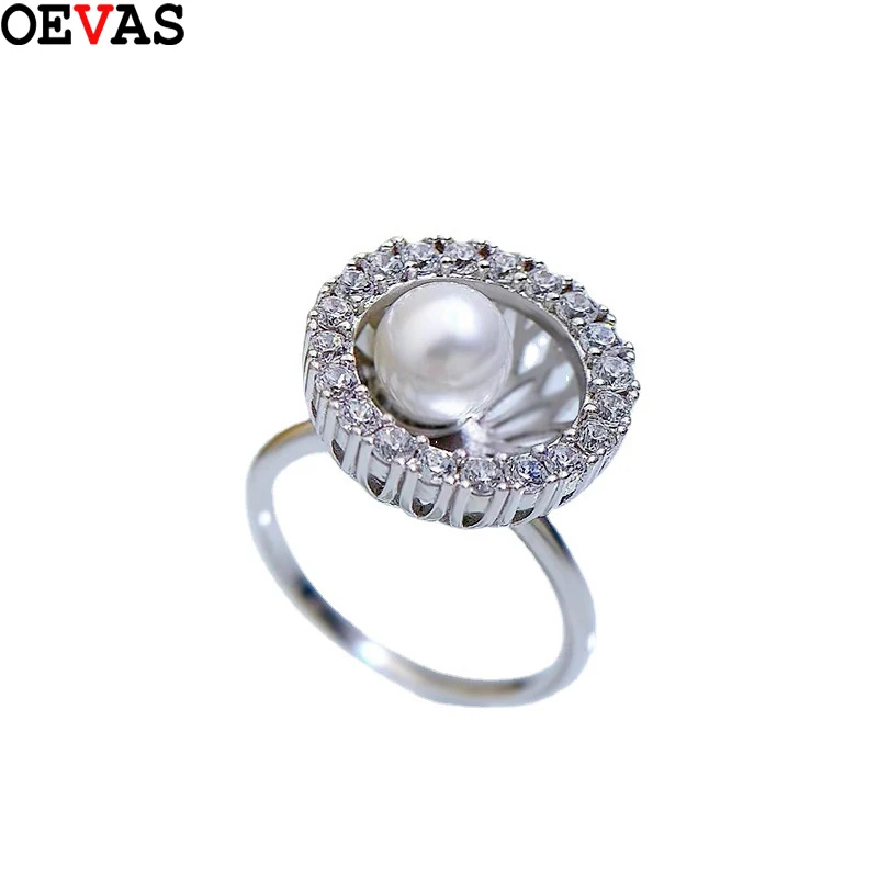 100% 925 Sterling Silver Pearl Ring High Carbon Diamond Stud Earrings Fo... - $36.71