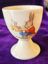 Vintage Royal Doulton Bunnykins Footed Egg Cup Bunny Rabbit Coat Hat Tru... - $18.95