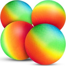 Bedwina Rainbow Playground Balls - 8.5Inch (Pack of 4) Rubber Bouncy Inf... - £22.21 GBP