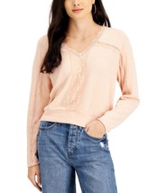 Self Esteem Juniors Lace-Trim V-Neck Top Color Pink Size XS - £19.82 GBP