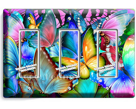 colorful butterflies decorative triple GFCI light switch wall plate cove... - $17.97