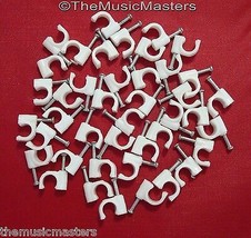 40X White Coaxial Cable Nail Wall WIRE CLIPS RG6U Alarm Speaker Ethernet... - £5.62 GBP