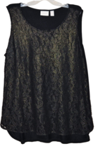 Chicos Womens Sz 3 US 16 XL Black Tank Top Lace Long Line Tunic Length - £20.63 GBP