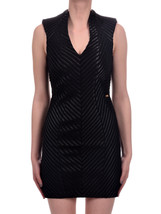 New Womens 4 NWT Just Cavalli Black Low V Dress 40 Designer Sheath Sexy Satin  - £710.01 GBP