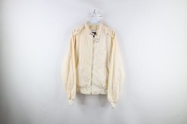 Vintage 80s Streetwear Mens Large Distressed Cafe Racer Bomber Jacket Cream - £38.84 GBP